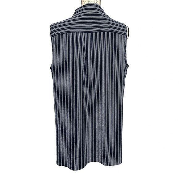 Adrianna Papell Striped Button Front Sleeveless Top Size Large - Picture 2 of 6